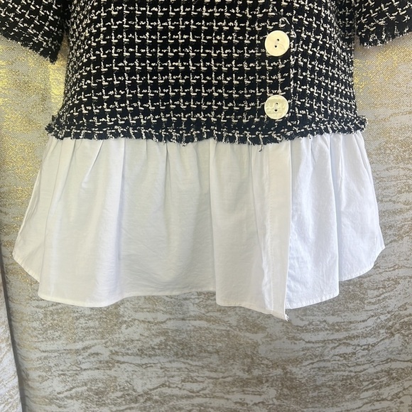 Zara Black and White Cuerpo Combinnado Contrast Tweed Top Size S - Picture 7 of 17